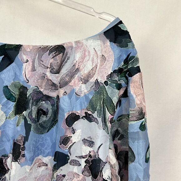 Alex Evenings tiered Asymmetrical hem Blue floral blouse size 3X - Picture 9 of 14